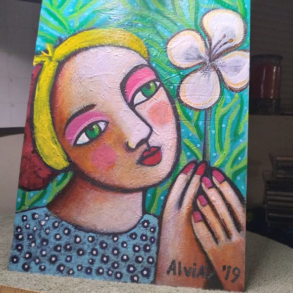 The Women and a flower - art of world known artist Paola Alvial 2019 - Picture 3 of 5